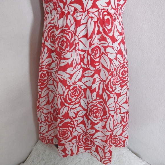 Talbots Red White Floral Silk Blend Dress - Picture 4 of 7